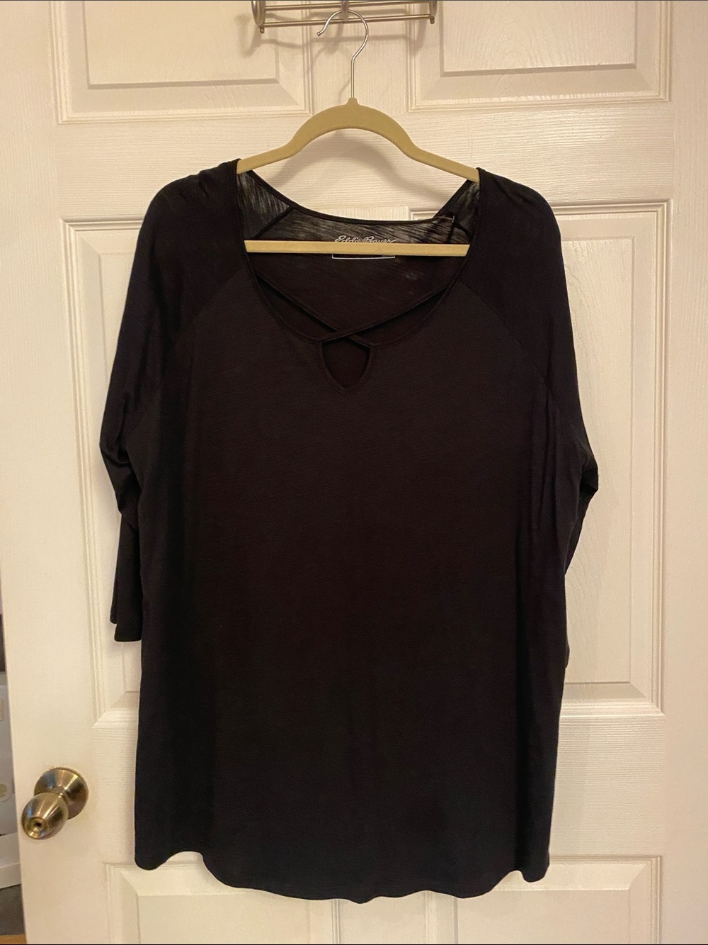 Eddie Bauer Black Long-Sleeve Crisscross Neck Tunic
